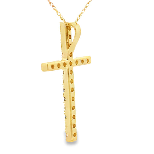 Bids.com .50ct Diamond Cross Religious Pendant 14KT Yellow Gold Pendants