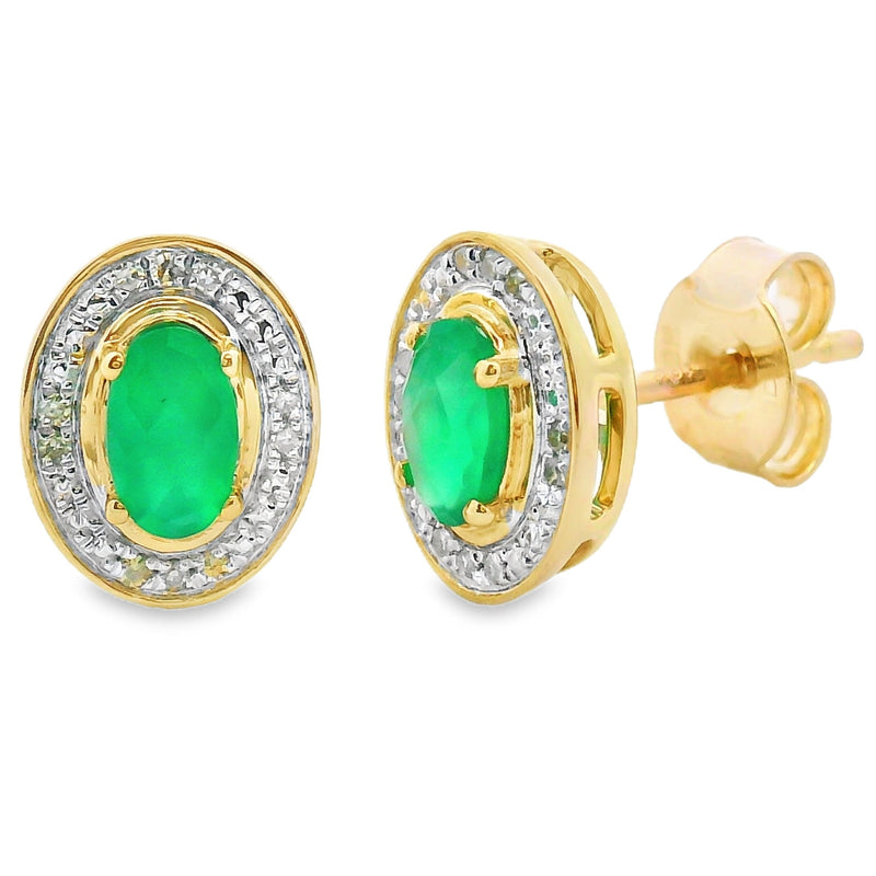 Bids.com .54ct Chalcedony Diamond Earrings 10KT Yellow Gold Earrings