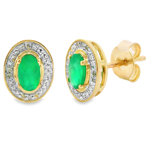 Bids.com .54ct Chalcedony Diamond Earrings 10KT Yellow Gold Earrings