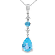 Bids.com Blue Topaz Diamond Fashion Pendants 10KT White Gold Pendants