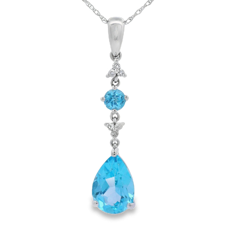 Bids.com Blue Topaz Diamond Fashion Pendants 10KT White Gold Pendants