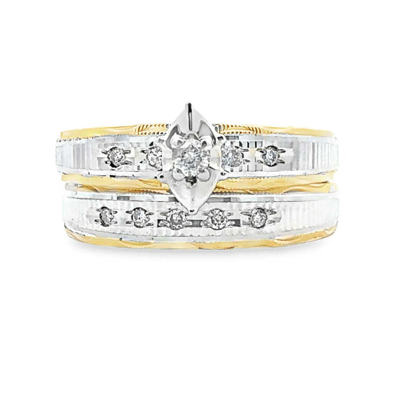 Bids.com Diamond Engagement Ring Set Sterling Silver 14KT Gold Rings