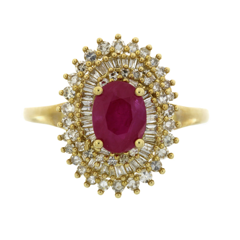 Bids.com 2.05ct Ruby Diamond Ring 10KT Yellow Gold Rings