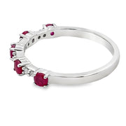 Bids.com .70ct Ruby Diamond Wedding Band Ring 10KT White Gold Rings