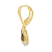 Bids.com .87ct Quartz Diamond Dangle Earrings 10KT Yellow Gold Earrings