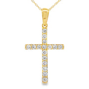 Bids.com .45ct Diamond Cross Religious Pendant 14KT Yellow Gold Pendants