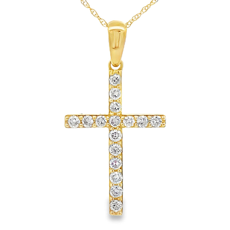 Bids.com .45ct Diamond Cross Religious Pendant 14KT Yellow Gold Pendants
