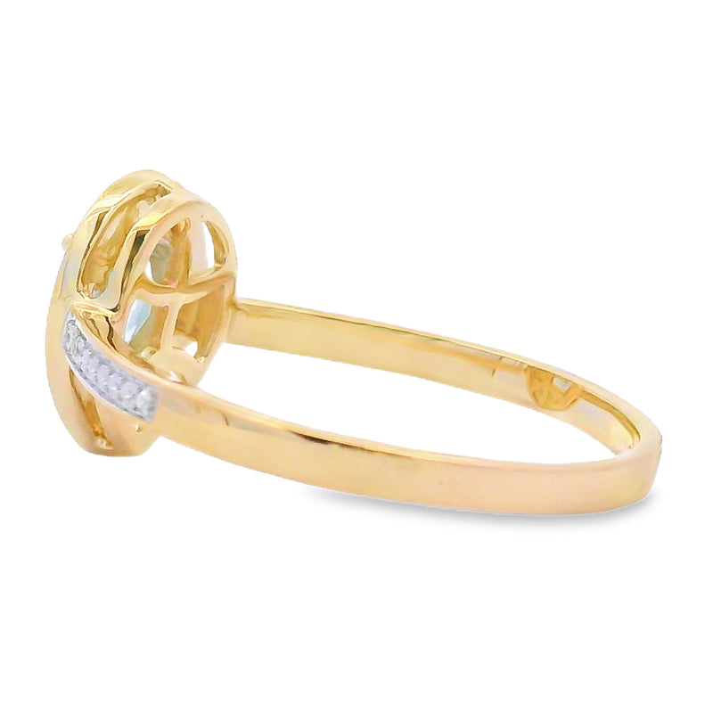 Bids.com .39ct Aquamarine Diamond Ring 10KT Yellow Gold Rings