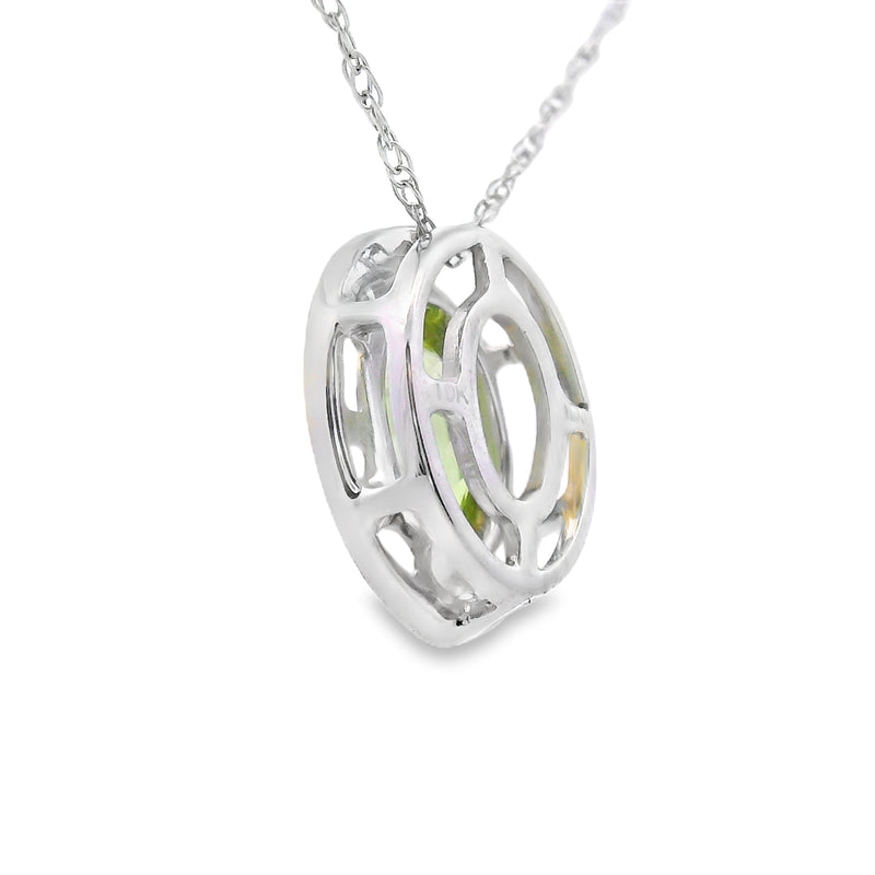 Bids.com .52ct Peridot Diamond Fashion Pendants 10KT White Gold Pendants