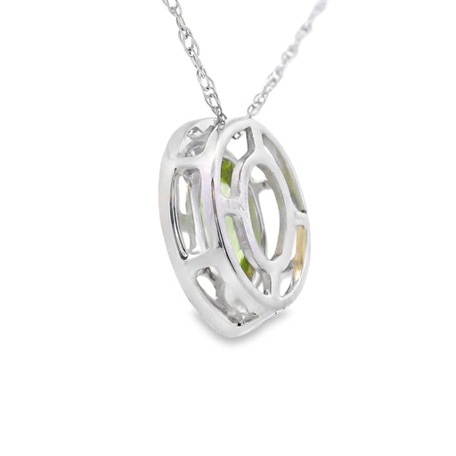 Bids.com .52ct Peridot Diamond Fashion Pendants 10KT White Gold Pendants