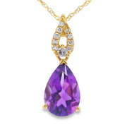 Bids.com Amethyst Diamond Fashion Pendants 10KT Yellow Gold Pendants
