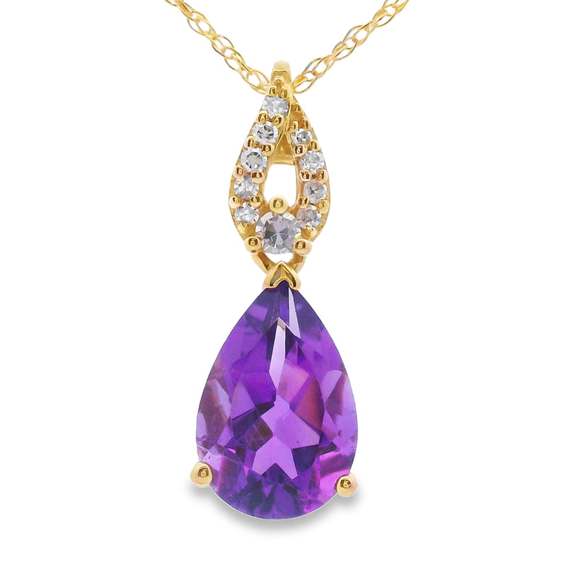 Bids.com Amethyst Diamond Fashion Pendants 10KT Yellow Gold Pendants