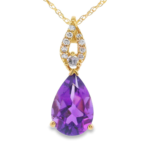Bids.com Amethyst Diamond Fashion Pendants 10KT Yellow Gold Pendants