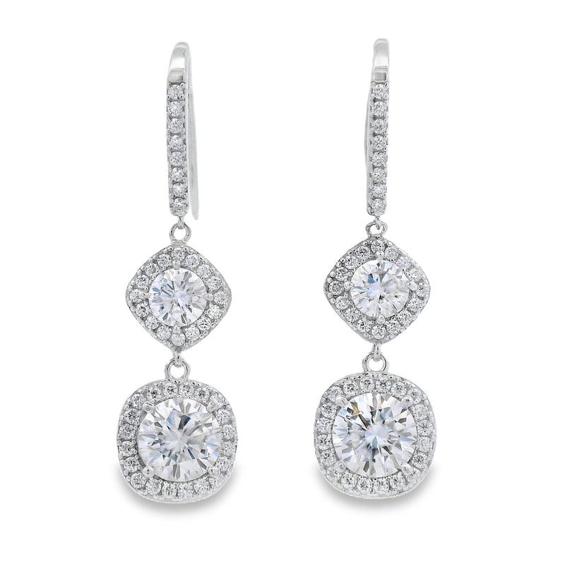 Bids.com 8.51ct Moissanite Dangle Earrings Sterling Silver Earrings
