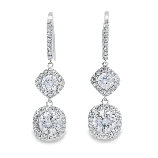 Bids.com 8.51ct Moissanite Dangle Earrings Sterling Silver Earrings