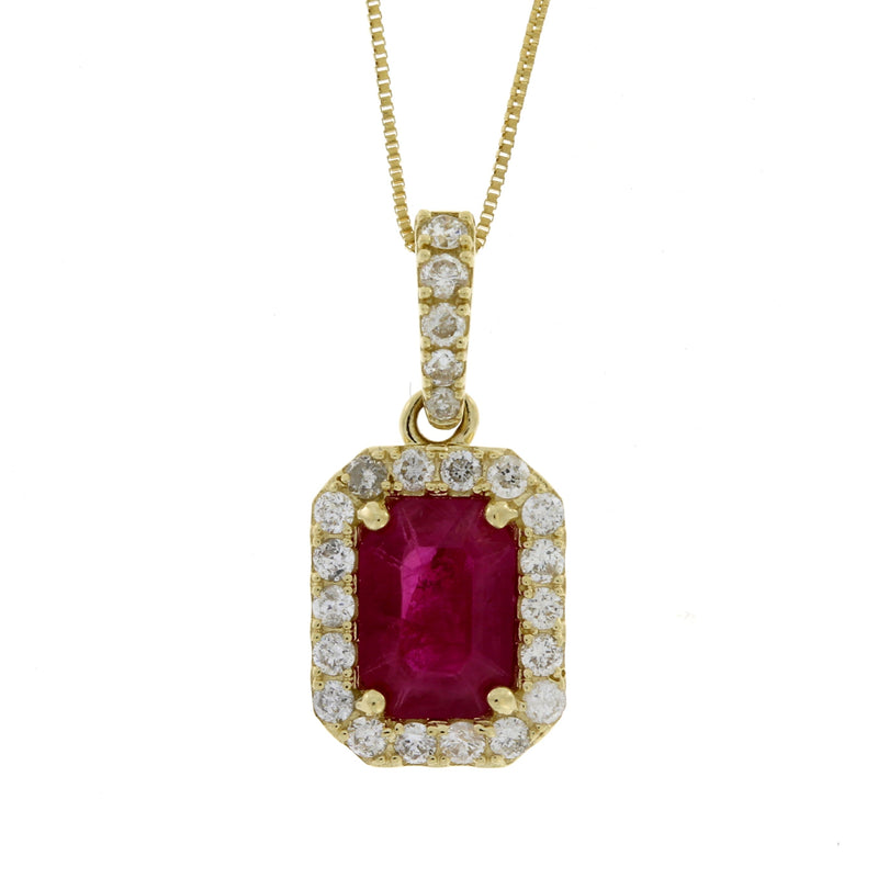 Bids.com 1.25ct Ruby Diamond Fashion Pendants 14KT Yellow Gold Pendants