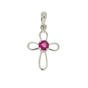 Bids.com .22ct Ruby Cross Religious Pendant 10KT White Gold Pendants