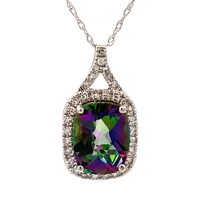 Bids.com Mystic Fire Topaz Fashion Pendants 14KT White Gold Pendants