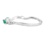 Bids.com Emerald Diamond stackable band set 14KT White Gold Rings