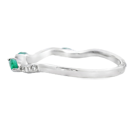 Bids.com Emerald Diamond stackable band set 14KT White Gold Rings