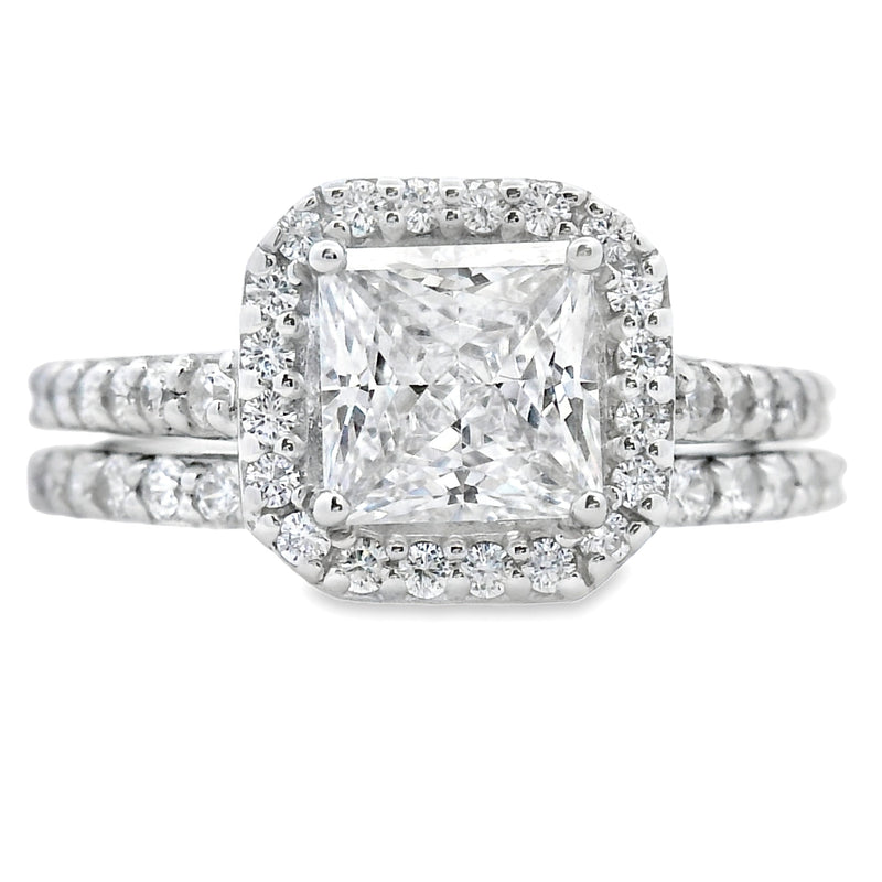 Bids.com Cubic Zirconia CZ SS Bridal Sterling Silver Rings