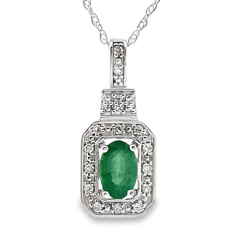 Bids.com .57ct Emerald Diamond Fashion Pendants 10KT White Gold Pendants