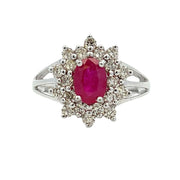Bids.com 1.65ct Ruby Diamond Ring 14KT White Gold Rings
