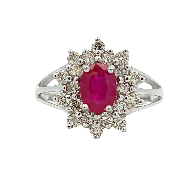 Bids.com 1.65ct Ruby Diamond Ring 14KT White Gold Rings