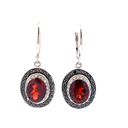 Bids.com .38ct Garnet Diamond Dangle Earrings Sterling Silver Earrings