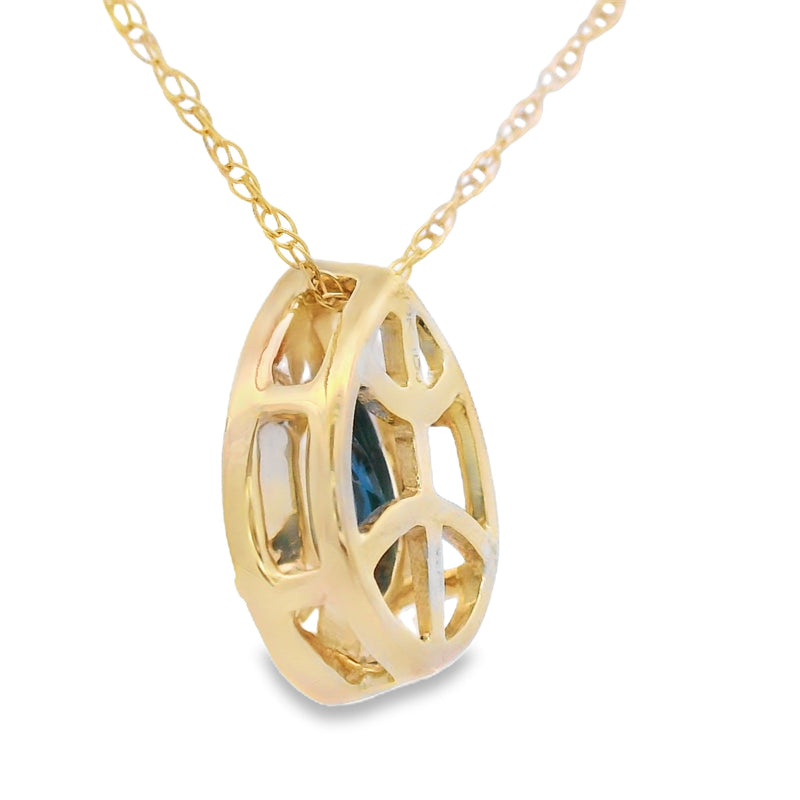 Bids.com Sapphire Diamond Fashion Pendants 10KT Yellow Gold Pendants