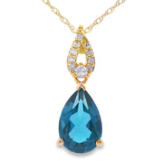 Bids.com London Blue Topaz Fashion Pendants 10KT Yellow Gold Pendants