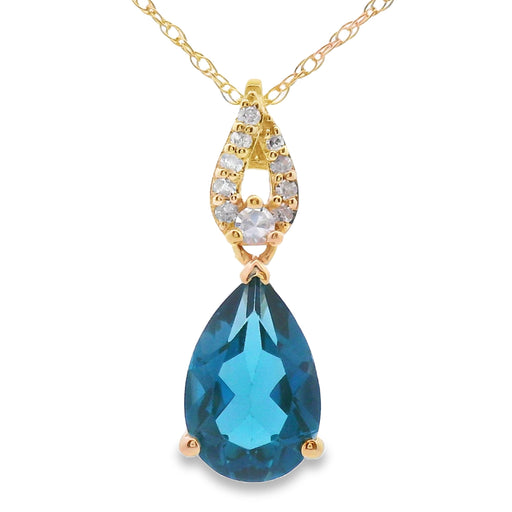 Bids.com London Blue Topaz Fashion Pendants 10KT Yellow Gold Pendants