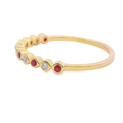 Bids.com .13ct Ruby Diamond stackable band set 14KT Yellow Gold Rings