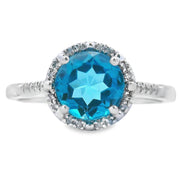 Bids.com 1.35ct London Blue Topaz Diamond Ring 10KT White Gold Rings