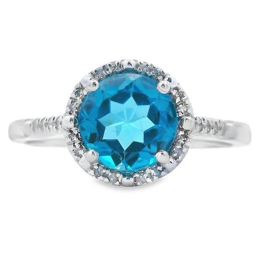 Bids.com 1.35ct London Blue Topaz Diamond Ring 10KT White Gold Rings