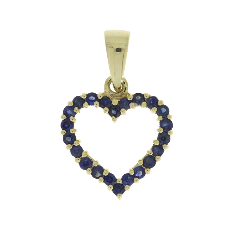 Bids.com .37ct Sapphire Heart Love Pendant 10KT Yellow Gold Pendants