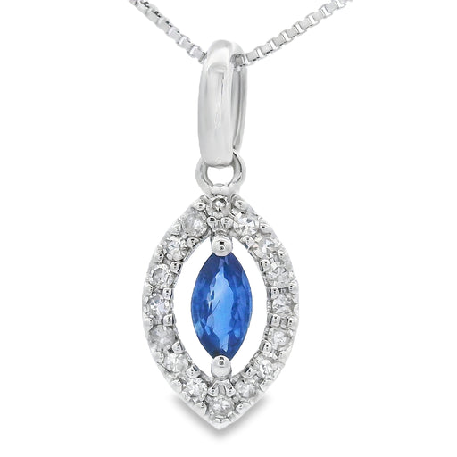 Bids.com .27ct Sapphire Diamond Fashion Pendants 10KT White Gold Pendants