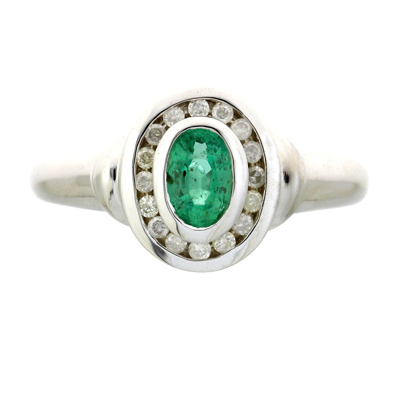 Bids.com .60ct Emerald Diamond Ring 10KT White Gold Rings