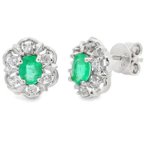 Bids.com .92ct Emerald Zircon Stud Earrings Sterling Silver Earrings