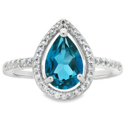 Bids.com London Blue Topaz Created Sapphire Ring Sterling Silver Rings