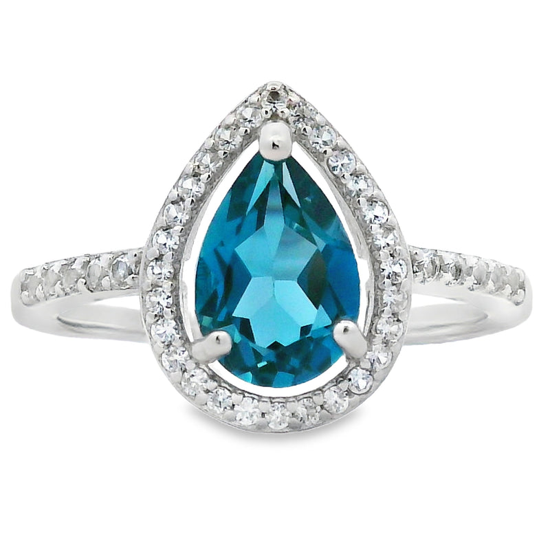 Bids.com London Blue Topaz Created Sapphire Ring Sterling Silver Rings