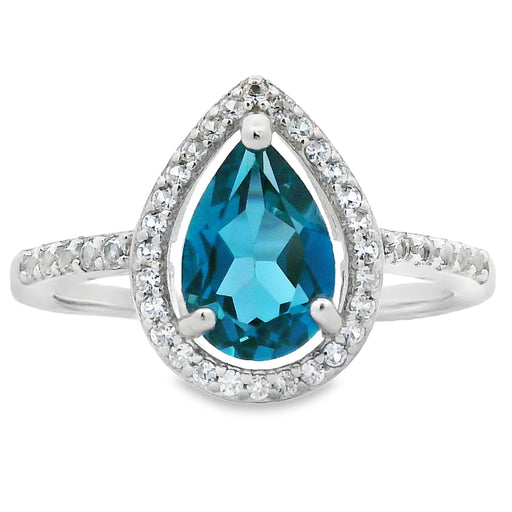 Bids.com London Blue Topaz Created Sapphire Ring Sterling Silver Rings