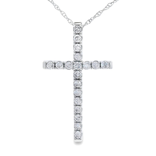 Bids.com .24ct Diamond Cross Religious Pendant 14KT White Gold Pendants