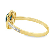 Bids.com .54ct London Blue Topaz Diamond Ring 10KT Yellow Gold Rings