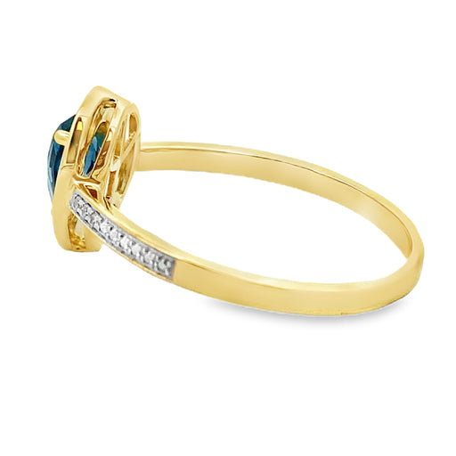 Bids.com .54ct London Blue Topaz Diamond Ring 10KT Yellow Gold Rings