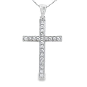 Bids.com .22ct Diamond Cross Religious Pendant 14KT White Gold Pendants