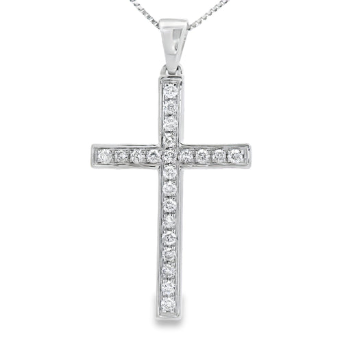 Bids.com .22ct Diamond Cross Religious Pendant 14KT White Gold Pendants