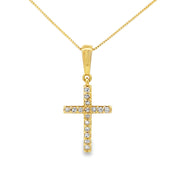 Bids.com .08ct Diamond Cross Religious Pendant 10KT Yellow Gold Pendants