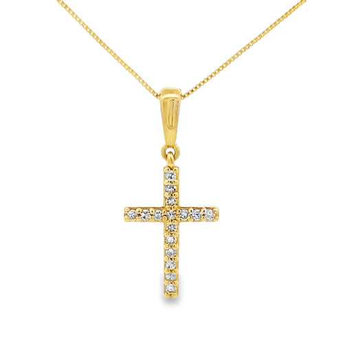 Bids.com .08ct Diamond Cross Religious Pendant 10KT Yellow Gold Pendants