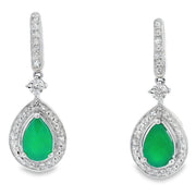 Bids.com Chalcedony Diamond Dangle Earrings 10KT White Gold Earrings